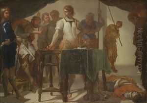 Mucius Scaevola Confronting King Porsenna by Bernardo Cavallino