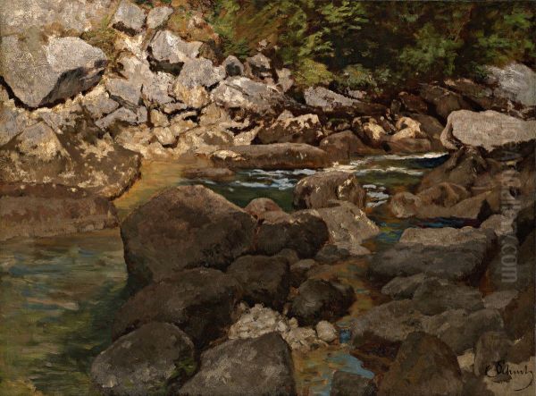 Mountain Stream with Boulders - view 1