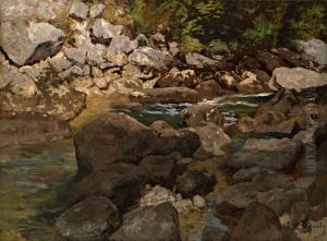 Mountain Stream with Boulders