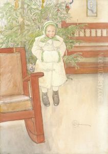 Girl and rocking chair by Carl Larsson