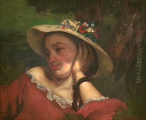 Young Ladies on the bank of the Seine - fragment of a painting (Woman with Flowers on Her Hat)