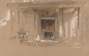 Main Entrance of Great Mosque, (Ulu cami) Bursa, Turkey, by John Frederick Lewis