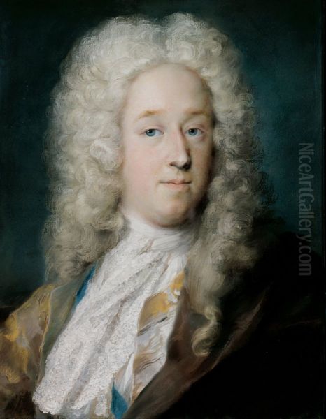 A Gentleman in a Gold Patterned Coat and Violet-Brown Cape - view 1