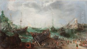Harbour scene by Adam Willaerts