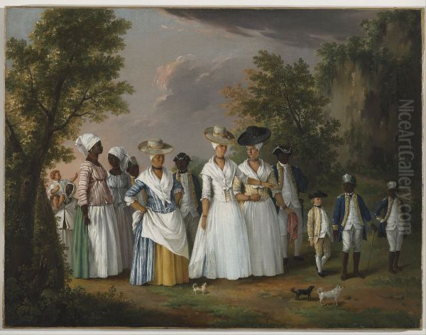Free Women of Color with their Children and Servants in a Landscape - view 1