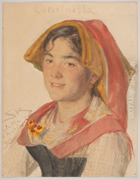 Head of an Girl from Civita d'Antino in Regional Dress ("Catarinella") - view 1