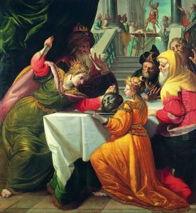 Herodias presented with the Head of the Baptist by Salome by Giovanni Andrea Ansaldo