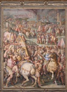 The emperor Massimiliano lifts the siege from Livorno by Giorgio Vasari