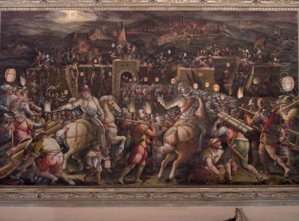 The storming of the fortress near Porta Camollia in Siena - view 1