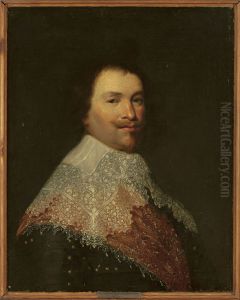 Portrait of a man in a lace collar. by Jan Van Ravesteyn