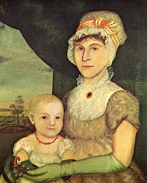 Woman and Baby Wearing Green Gloves - view 1