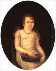 Young Girl Holding a Basket of Cherries by Joshua Johnson