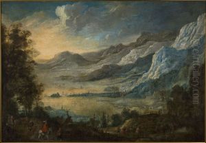 Mountain valley with a harbour by Joos de Momper the Younger