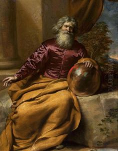 Old man with a sphere (Archimedes?) by Gonzales Coques