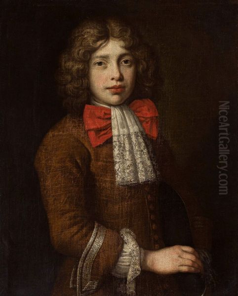 Portrait of a boy with a red bow and a jabot - view 1