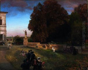 In the Park of the Villa Borghese by Oswald Achenbach