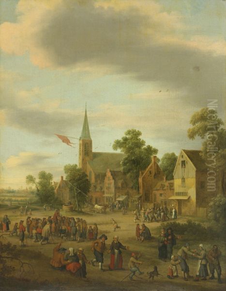 Village street. Red letter day - view 1
