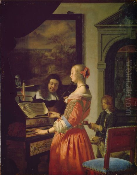 Woman at a harpsichord - view 1