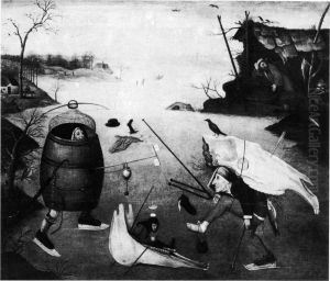 Strijd op het ijs.[2]De verzoeking van de H. Christoforus[oude titel].[1] by Hieronymous Bosch