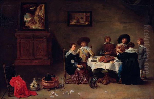 A Company at a Meal - view 1