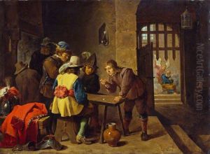 Guardroom scene with the deliverance of Saint Peter by David Teniers the Younger