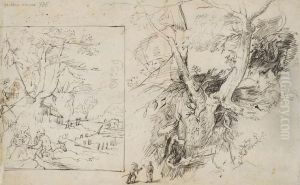 Rest on the flight into Egypt and a study of trees with Temptation of Christ.