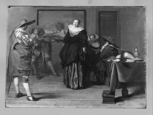 Tanzstunde, funf Figuren (Das Konzert) by Pieter Codde