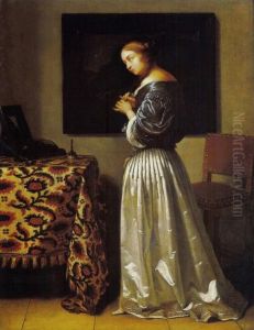 Femme a sa toilette by Caspar Netscher