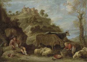 Pastoraal landschap by David Teniers the Younger
