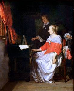 Man and woman at the virginal by Gabriel Metsu