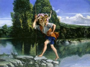 Landschaft mit dem Heiligen Christophorus by Orazio Gentileschi