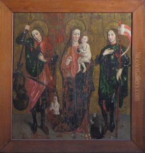 "Vierge a l'Enfant avec saint Michel et saint Gangolphe, calvaire"