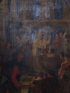 intrusion du roi Childeric d'Austrasie dans le baptistere ou saint Leger baptiste Clovis intrusion du roi Childeric d'Austrasie dans le baptistere ou saint Leger baptiste Clovis
