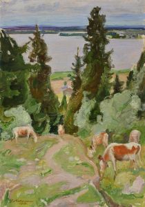 Lehmia Vaisalanmaella by Pekka Halonen