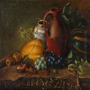 Still Life With Pumpkins, Fruit And Jug On A Table