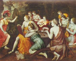 Athene at the Muses by Frans Floris I