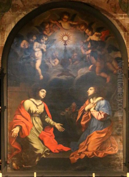 Saint Barbara and Saint Marguerite adoring the Blessed Sacrament - view 1