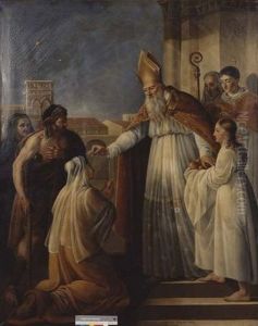 Rencontre de saint Germain et sainte Genevieve by Isabelle Pinson