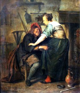 Inn with Guest and Serving Maid ("The Importunate Guest") by Jan Steen