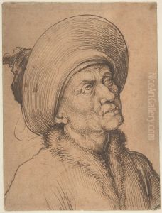 Bust of a Man in a Hat Gazing Upward by Martin Schongauer