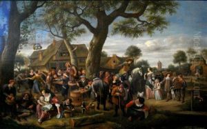 Peasants merrymaking outside an inn