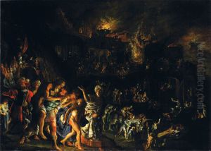 Der Brand von Troja by Adam Elsheimer