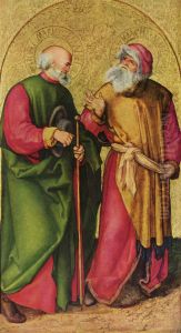Dreikonigsaltar, linker Flugel, Szene: Josef und Joachim Dreikonigsaltar, linker Flugel, Szene: Josef und Joachim
