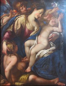 Madonna with child, John the Baptist, and an angel Madonna with child, John the Baptist, and an angel