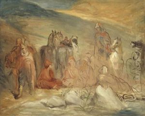 Halte de spahis aupres d'une source by Theodore Chasseriau