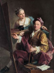 Der Kunstler mit seiner Tochter Antonia by Georg Desmarees