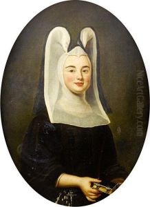 Portrait Of A Lady, Half-length, In Clericalrobes, Holding A Prayer-book