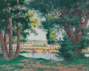 Bessy-Sur-Cure, les Lavandieres au Bord de l'Eau by Maximilien Luce