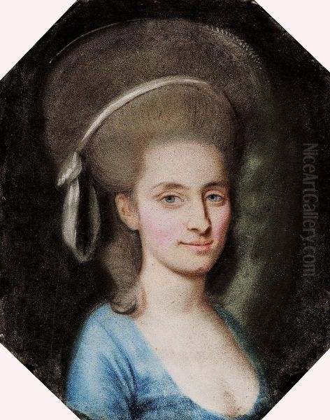 Portrait of a lady in a blue dress. - view 1