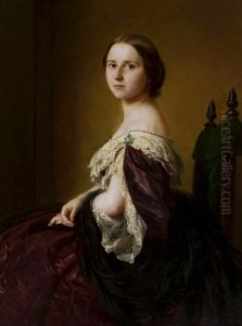 Portrait of a lady in a purple dress. Portrait of a lady in a purple dress.